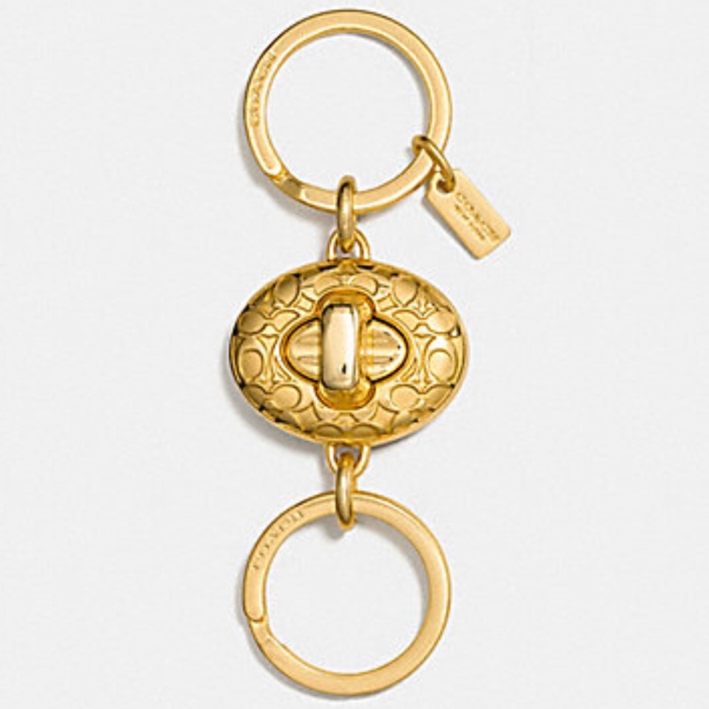 Coach Signature Turnlock Valet Key Chain Ring Fob